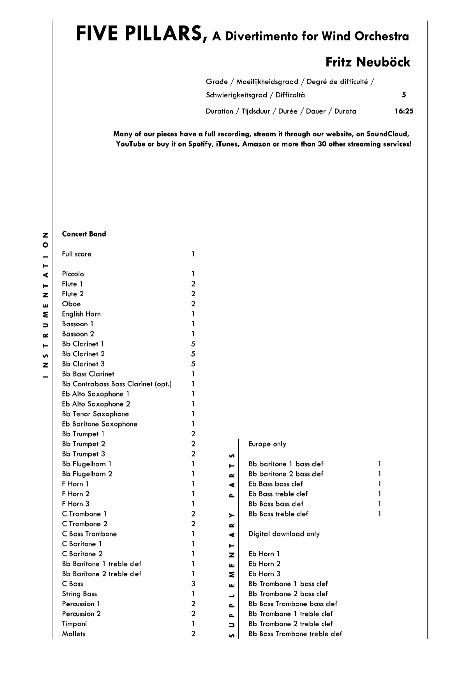 5 Pillars (A Divertimento for Wind Orchestra) (Five) - hacer clic aqu�