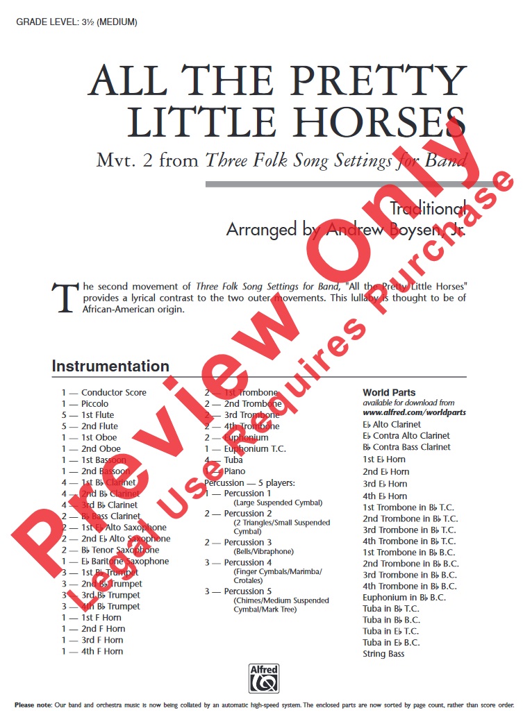All the Pretty Little Horses (Mvt. 2 from 'Three Folk Songs' ) - hacer clic aqu�