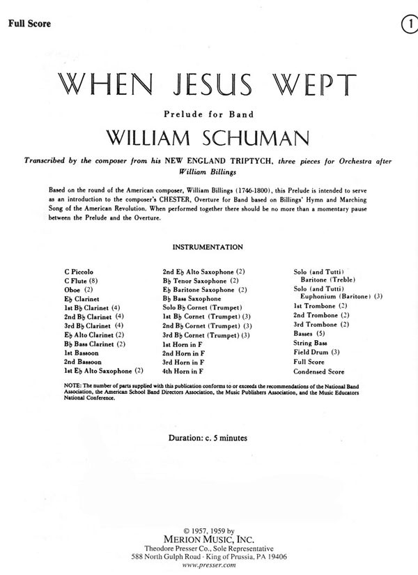 When Jesus Wept (Mvt.2 from 'New England Triptych') - hacer clic aqu