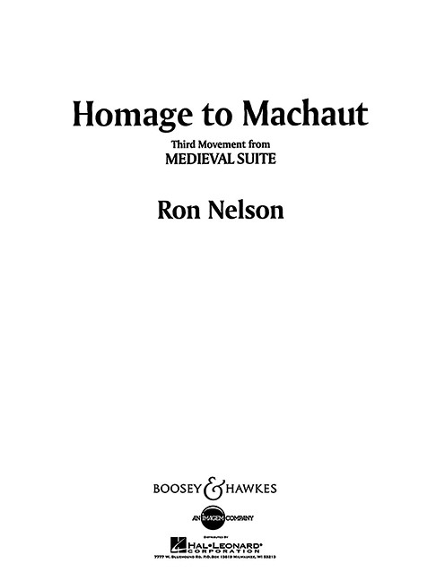Homage to Machaut (Third Mvt. from 'Medieval Suite') - hacer clic aqu�