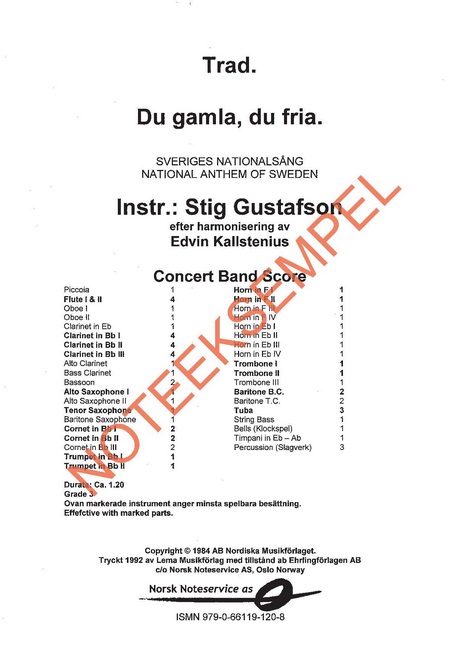 Du gamla du fria (Swedish National Anthem, The) - hacer clic aqu�